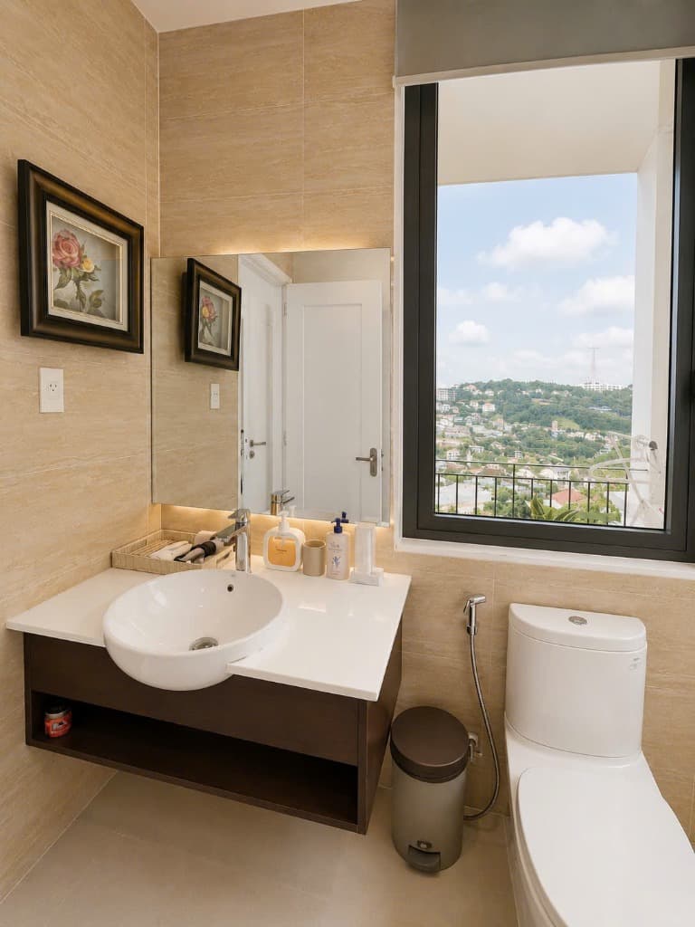 Lavabo và gương soi hiện đại