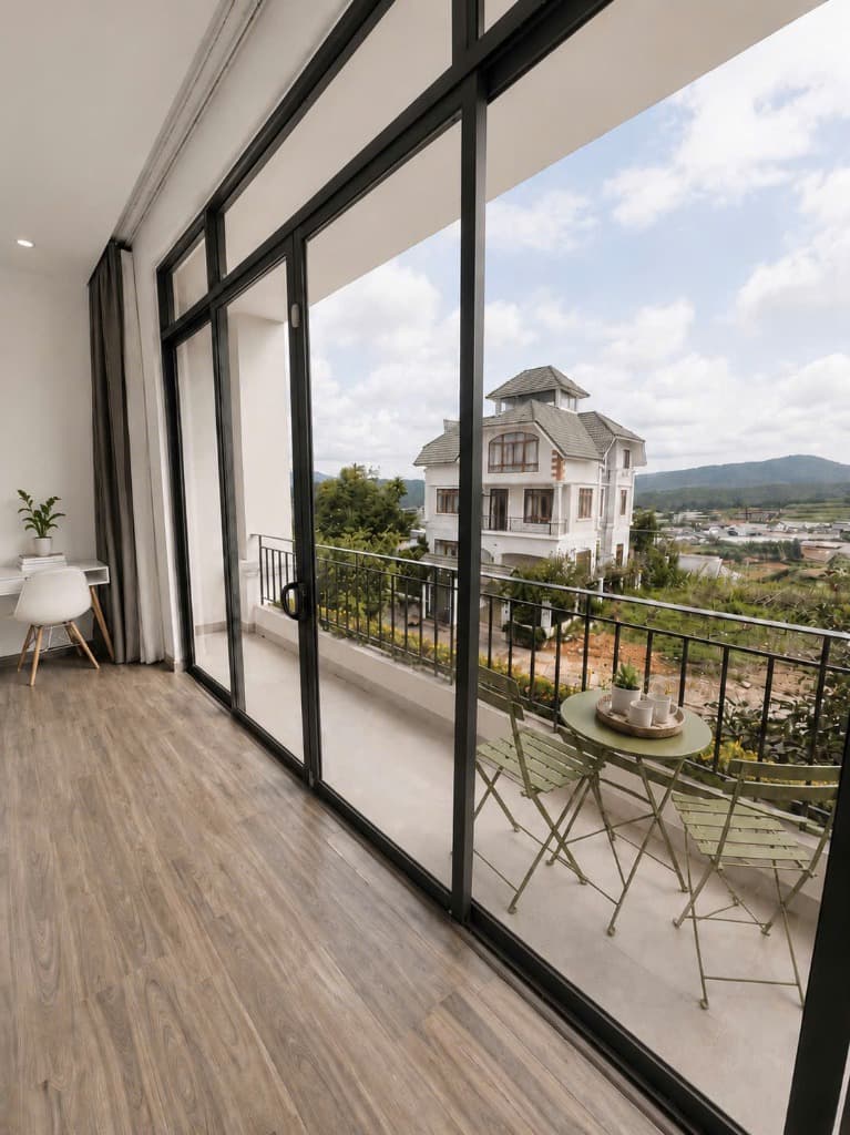 Ban công ngắm cảnh thung lũng